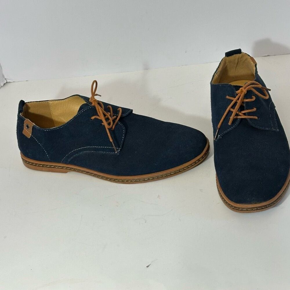 Kunsto Men’s Blue Suede Oford Shoes | Men Size 12